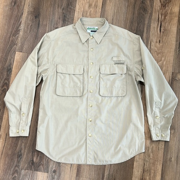 ExOfficio Buzz off shirt light tan long sleeve button up shirt size medium - Picture 1 of 16
